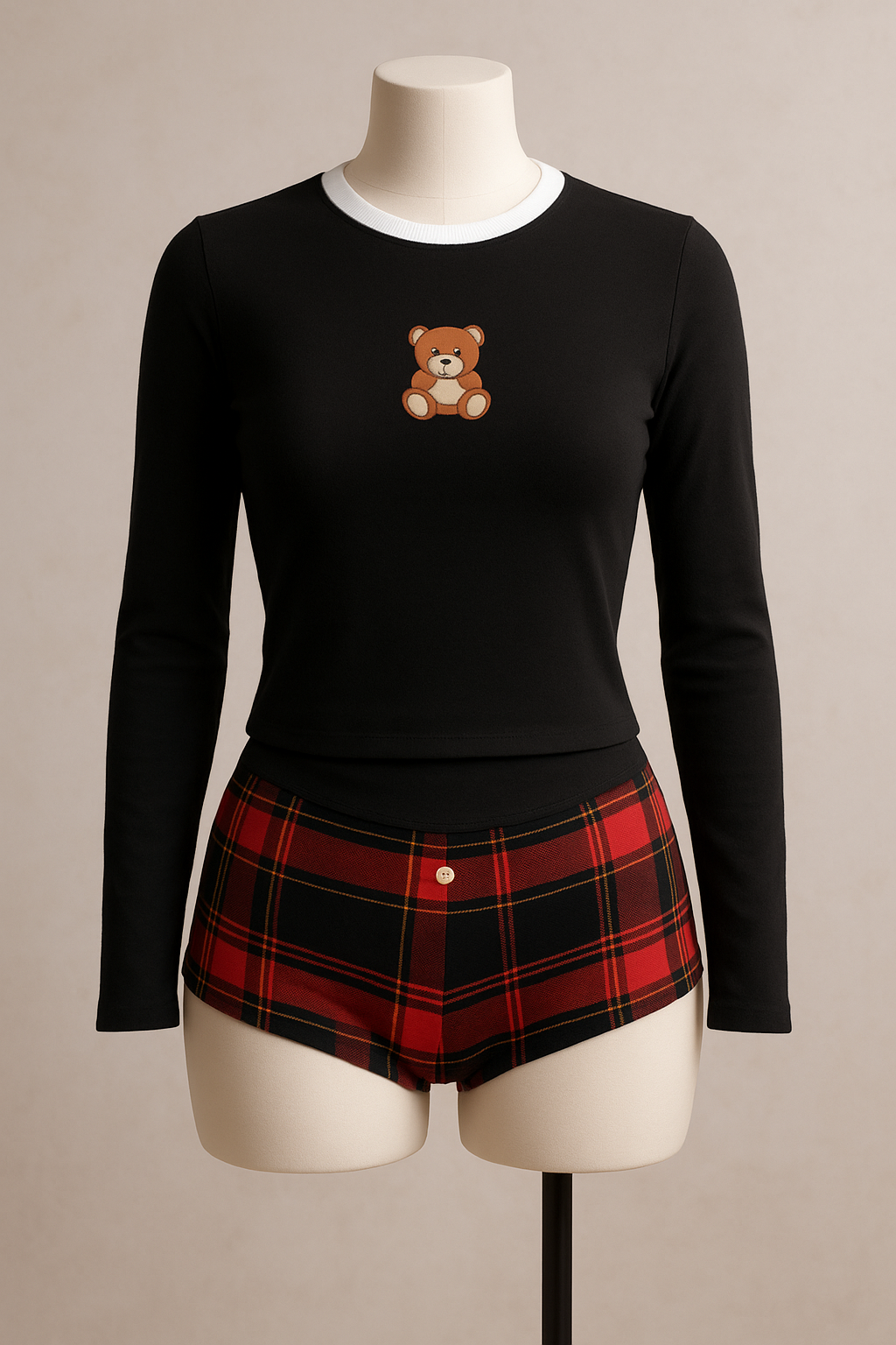 Midnight Teddy Plaid Ensemble