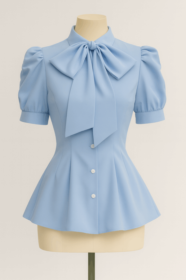 Skyward Bow Peplum Blouse