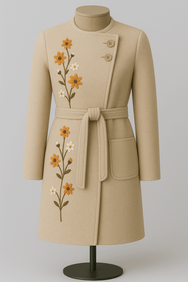 Orange Autumn Flower Coat