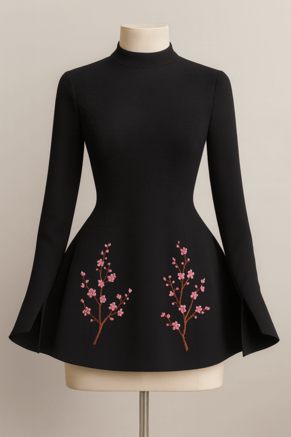 Dark Obsidian Cherry Blossom Dress