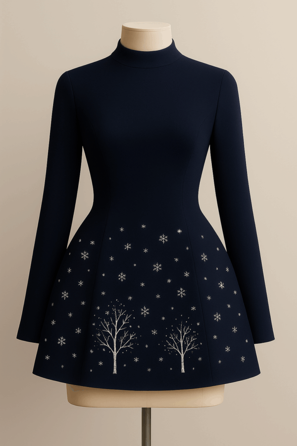 Navy Winter Frost Dress